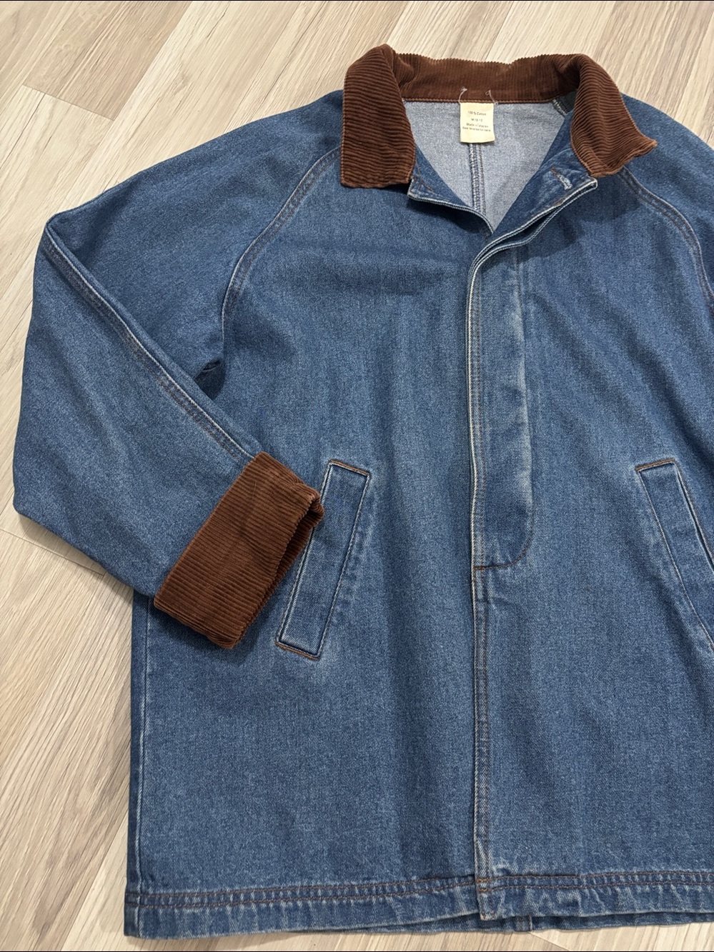 Vintage Chore Coat Womens Denim Corduroy Cuff Collar Utility Rugged Homestead M - Picture 3 of 10